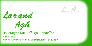 lorand agh business card